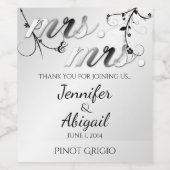 黒エレガントフローラゲイ結婚ワインラベル ワインラベル (シングルラベル)