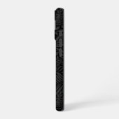 黒エレガントフローラスクリプトモノグラム iPhone 16ケース (左側面)