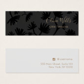 黒エレガントフローラスタッドイヤリングディスプレイカード (正面&裏面)