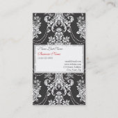 黒エレガントフローラダマスク名刺 名刺 (正面)