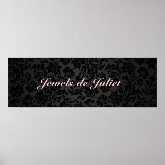 黒エレガントフローラダマスク2 ポスター (正面)