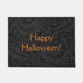 黒エレガントフローラハッピーハローウィン ドアマット (正面)