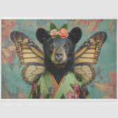 黒エレガントフローラファンタジーベアデコパージュ 薄葉紙 (正面)