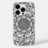 黒エレガントフローラマンダラホワイトデザイン Case-Mate iPhoneケース (裏面)