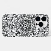 黒エレガントフローラマンダラホワイトデザイン Case-Mate iPhoneケース (裏面 (横))