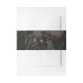 黒エレガントフローラモノグ結婚ラム 招待状ベリーバンド (正面例)