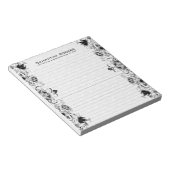 黒エレガントフローラレース及びホワイトダマスク ノートパッド (アングル)