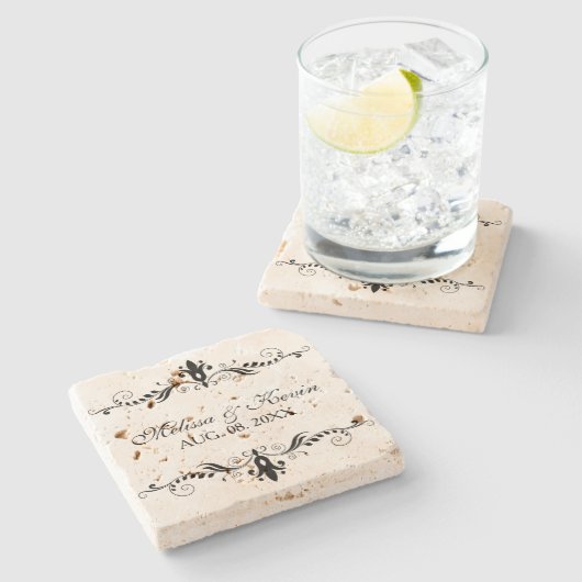 黒エレガントフローラレース旋回フレーム ストーンコースター (横)