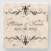 黒エレガントフローラレース旋回フレーム ストーンコースター (正面)