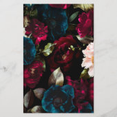 黒エレガントフローラ結婚のメニューテンプレート (裏面)