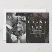 黒エレガントフローラ結婚の写真 サンキューカード (正面)