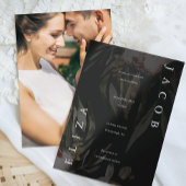 黒エレガントフローラ結婚の写真 招待状