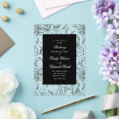 黒エレガントフローラ結婚アーチ アクリル招待状 (インサイチュ (ウェディング))