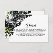 黒エレガントフローラ結婚詳細 エンクロージャーカード (正面/裏面)