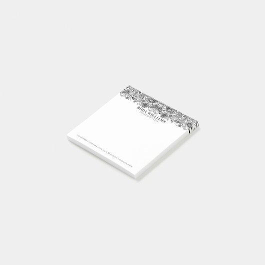 黒エレガントフローラ華美ペイズリーレース ポストイット (アングル)