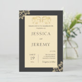 黒エレガントフローラ象タイ結婚ズ 招待状 (スタンド正面)