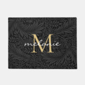 黒エレガントフローラ金ゴールドモノグラム ドアマット (正面)