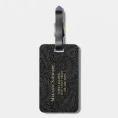 黒エレガントフローラ金ゴールドモノグラム ラゲッジタグ (裏面縦)