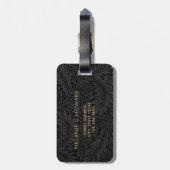 黒エレガントフローラ金ゴールドモノグラム ラゲッジタグ (裏面縦)