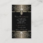 黒エレガントプラチナ華美オーナメントイニシャル 名刺 (裏面)