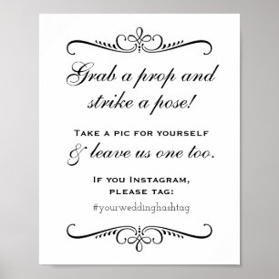 黒エレガントプロップの結婚写真ブース ポスター