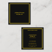 黒エレガントプロフェッショナルテンプレート金ゴールド文字 スクエア名刺 (正面/裏面)