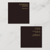 黒エレガントベルベット金ゴールドルック文字フォントモダン スクエア名刺 (正面/裏面)