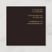 黒エレガントベルベット金ゴールドルック文字フォントモダン スクエア名刺 (裏面)