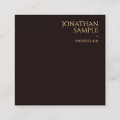 黒エレガントベルベット金ゴールドルック文字フォントモダン スクエア名刺 (正面)