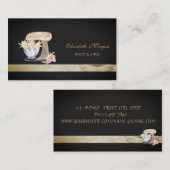 黒エレガントベーカリーミキサーフラワー 名刺 (正面/裏面)