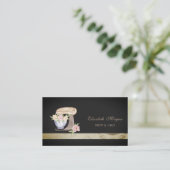 黒エレガントベーカリーミキサーフラワー 名刺 (スタンド正面)