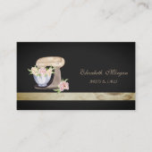 黒エレガントベーカリーミキサーフラワー 名刺 (正面)