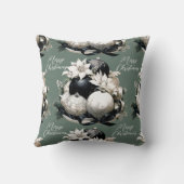 黒エレガントベージュのセージ緑のクリスマス装飾 クッション (裏面)