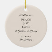 黒エレガントベージュアイボリークリスマス装飾 セラミックオーナメント (裏面)