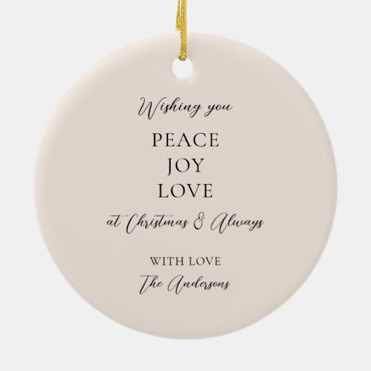 黒エレガントベージュアイボリークリスマス装飾 セラミックオーナメント (裏面)