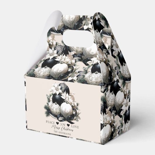 黒エレガントベージュアイボリークリスマス装飾 フェイバーボックス (正面サイド)
