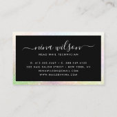 黒エレガントホログラフィックレインボーグリッタースクリプト 名刺 (裏面)