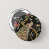 黒エレガントボタンの孔雀 缶バッジ (正面&裏面)