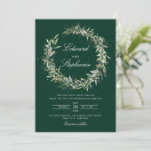 黒エレガントボヘミアン水彩緑結婚色 招待状 (スタンド正面)