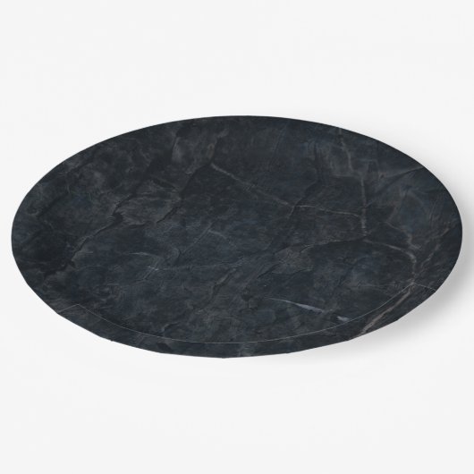 黒エレガントマーリング石質感 ペーパープレート (アングル)