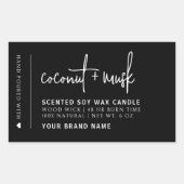 黒エレガントミニマルろうそく製品ラベル 長方形シール (正面)