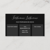 黒エレガントミニマルストライプ灰色モノグラム 名刺 (裏面)