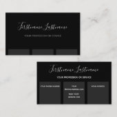 黒エレガントミニマルストライプ灰色モノグラム 名刺 (正面/裏面)