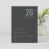 黒エレガントミニマルブルーエイジ誕生日招待状 サンキューカード (スタンド正面)