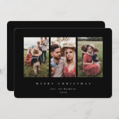 黒エレガントミニマル枠トリプル写真 シーズンカード (正面/裏面)