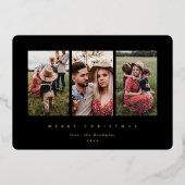 黒エレガントミニマル枠トリプル写真 箔シーズンカード (正面)