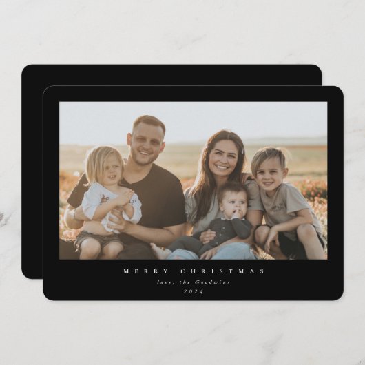 黒エレガントミニマル枠独身の写真 シーズンカード (正面/裏面)