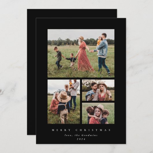 黒エレガントミニマル枠4写真 シーズンカード (正面/裏面)