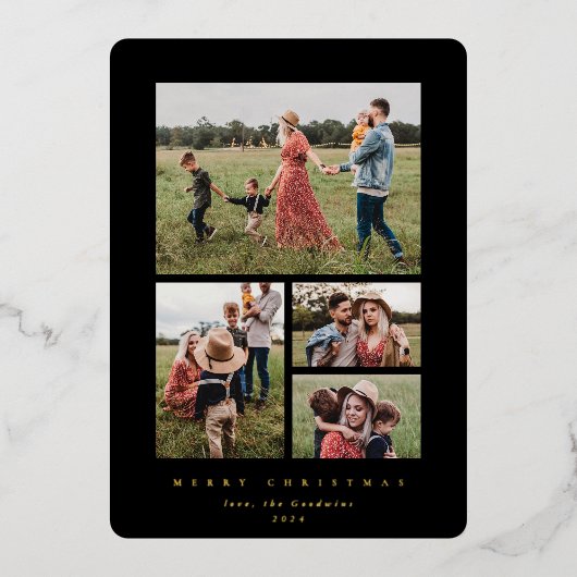 黒エレガントミニマル枠4写真 箔シーズンカード (正面)