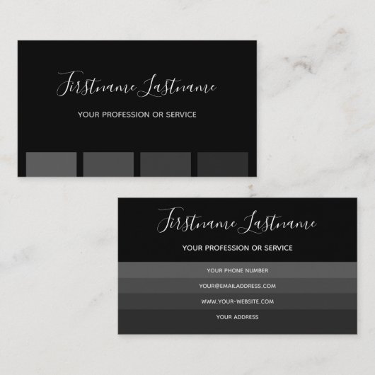 黒エレガントミニマル灰色モノグラムストライプb 名刺 (正面/裏面)